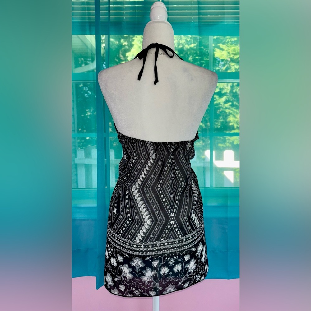 Maurices Black and White Paisley Boho Tribal Print Halter Top Cami Size 2X - Picture 4 of 7